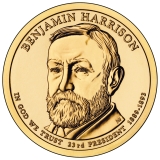 Benjamin Harrison Presidential Dollar – Image from US Mint