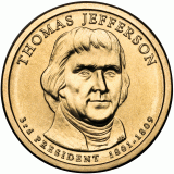Thomas Jefferson Presidential Dollar – Image from US Mint